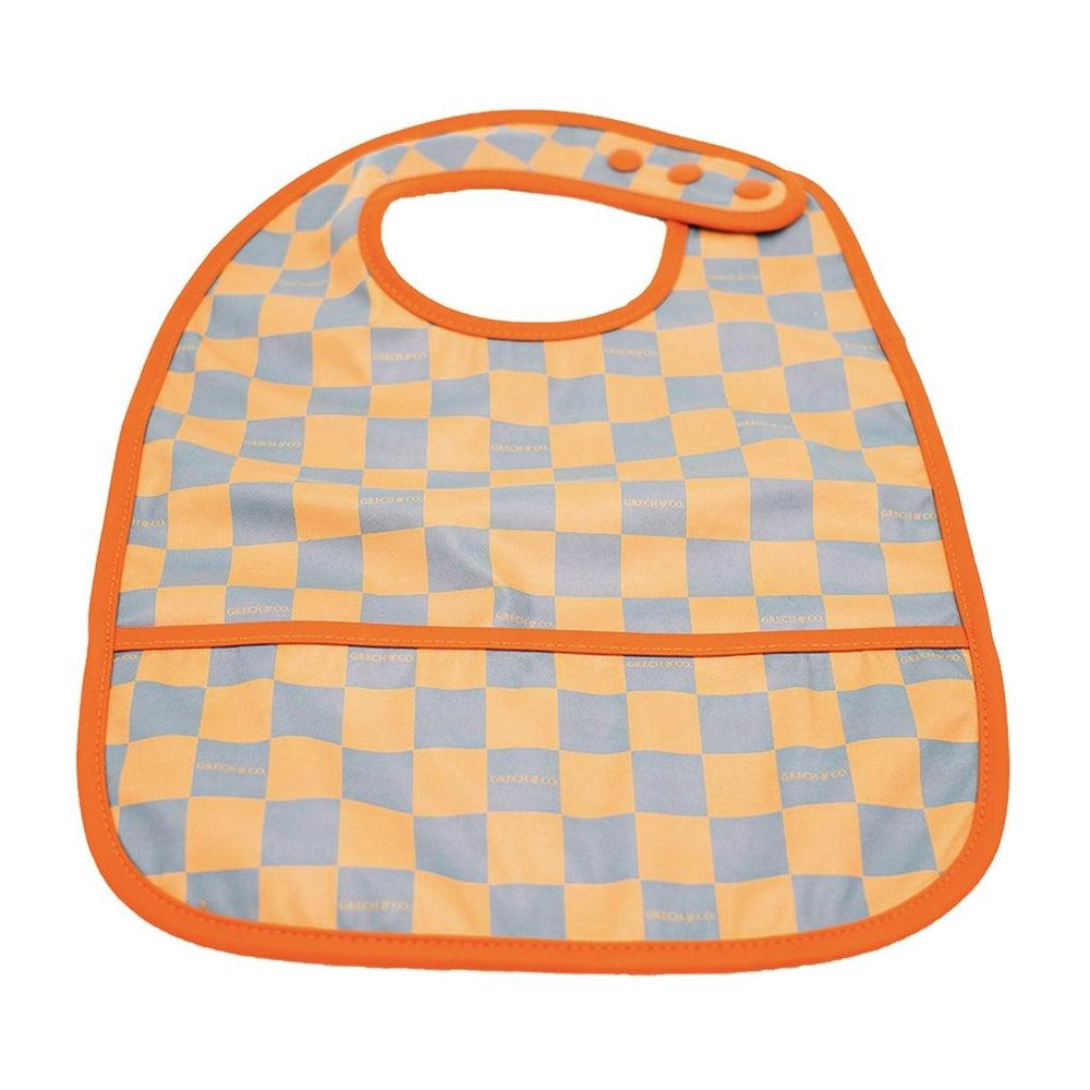 GRECH & CO. Basic Bib Bib Checks Laguna + Wheat