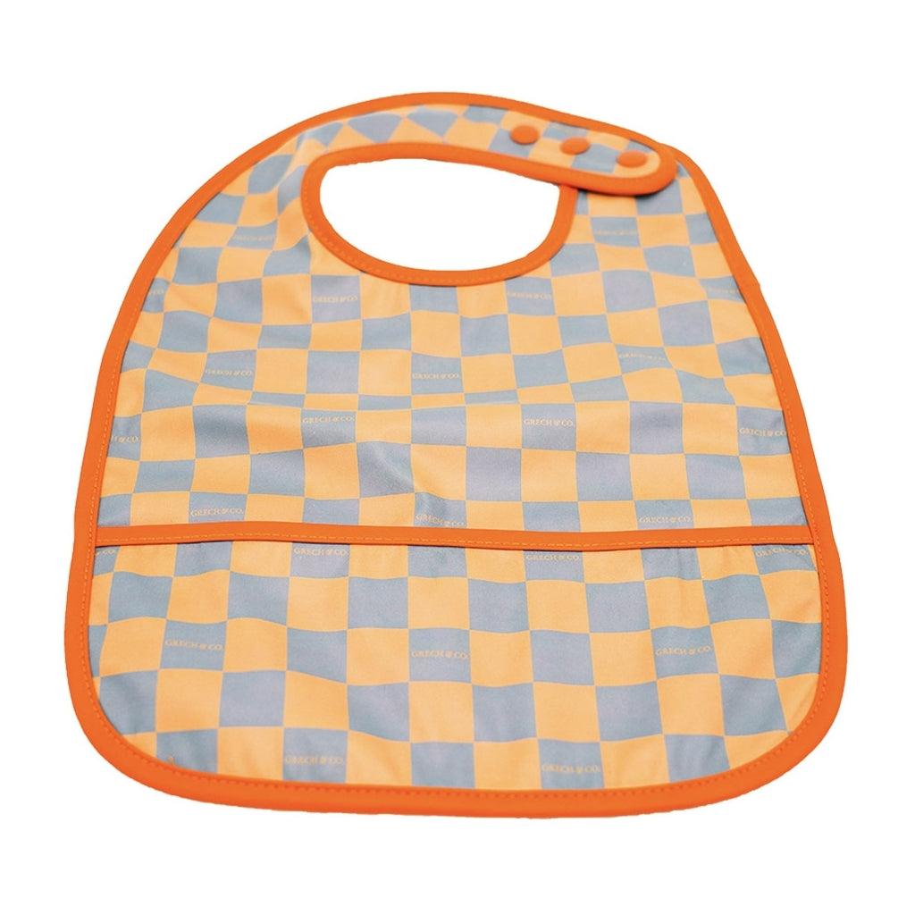 GRECH & CO. Basic Bib Bib Checks Laguna + Wheat