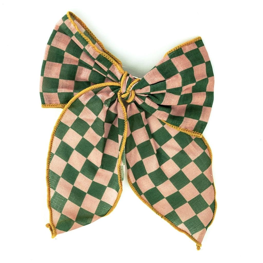 GRECH & CO. Fable Bow-Large Size Hair accessories Checks Sunset + Orchard