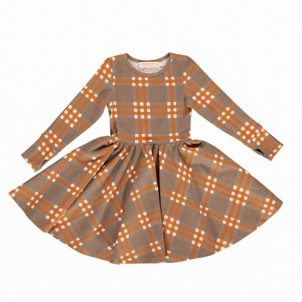 GRECH & CO. Long Sleeve Twirl Dress Clothing Storm Plaid