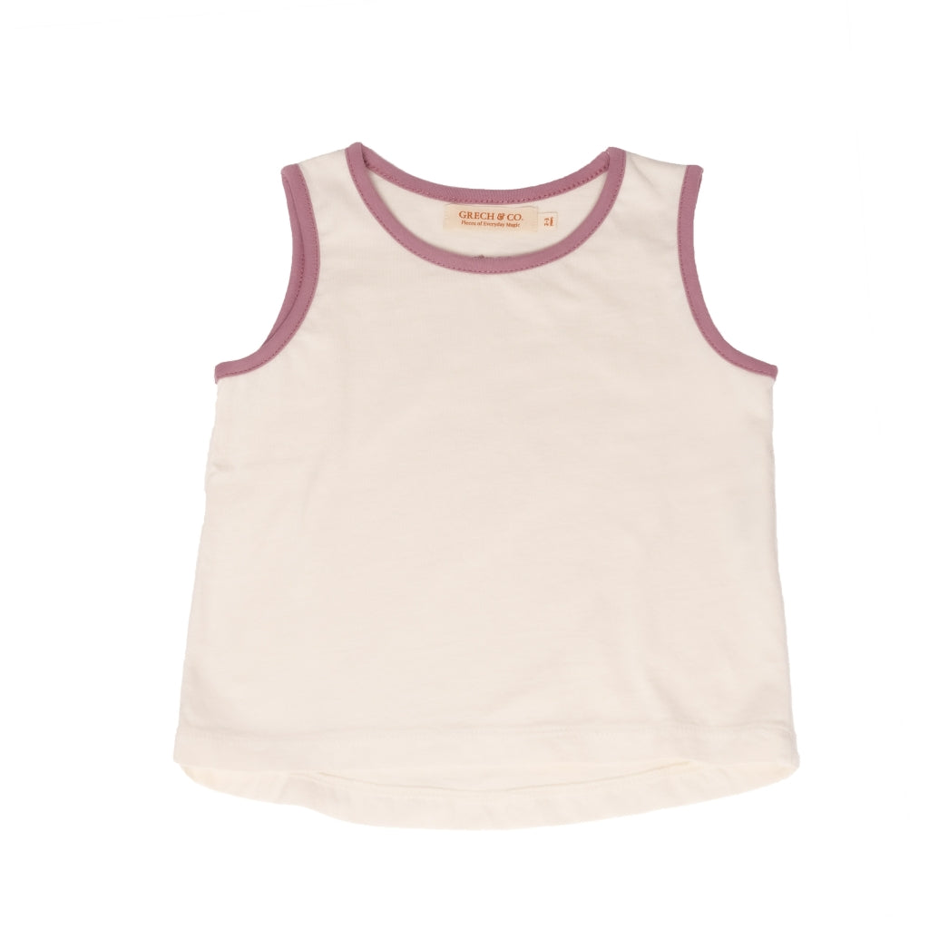 GRECH & CO. Oversized Tank Top | GOTS Clothing Creamy White, Mauve Rose