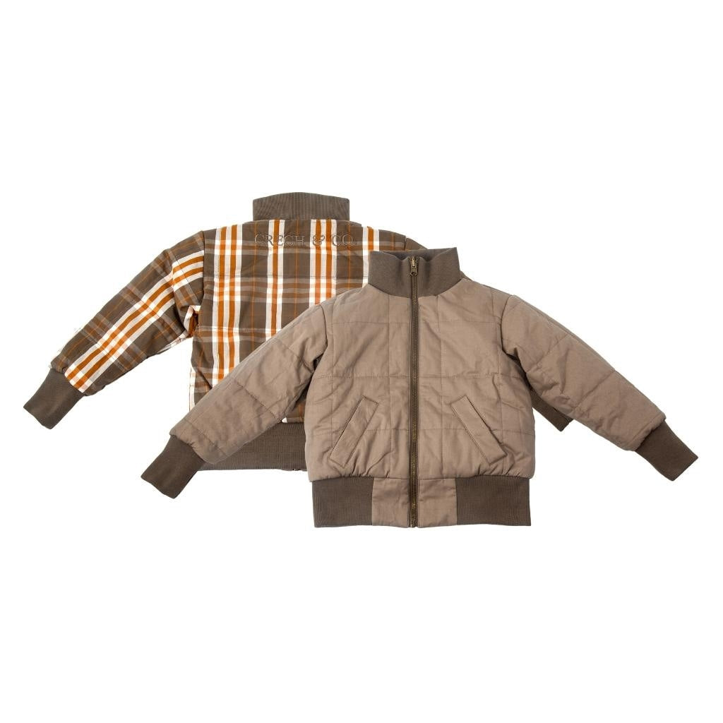 GRECH & CO. Reversible Bomber Jacket Clothing Fog + Storm Plaid