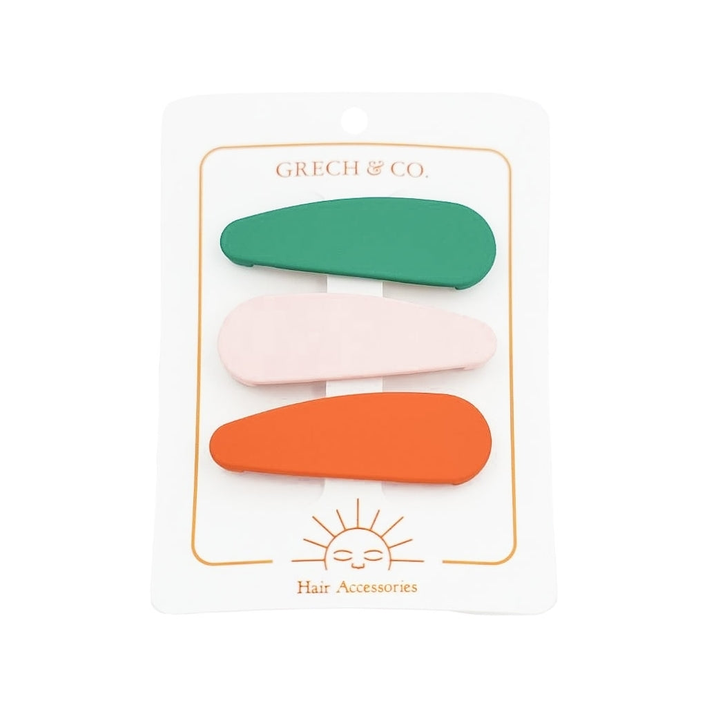 GRECH & CO. Snap Clip set of 3 Hair clips Emerald, Blush Bloom, Cajun Blossom