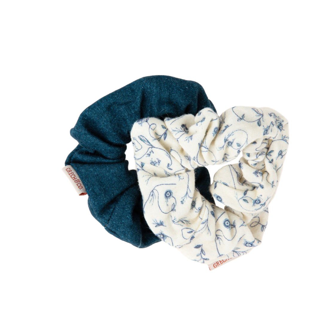 Hair Scrunchies Set of 2 | Organic Cotton | Scandi Floral