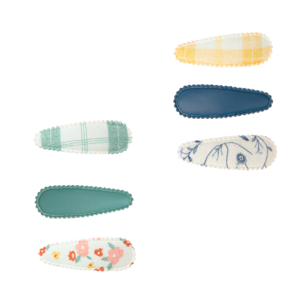 Cottage Snap Clips Set of 3 | Organic | Scandi Floral + Buckwheat Plaid