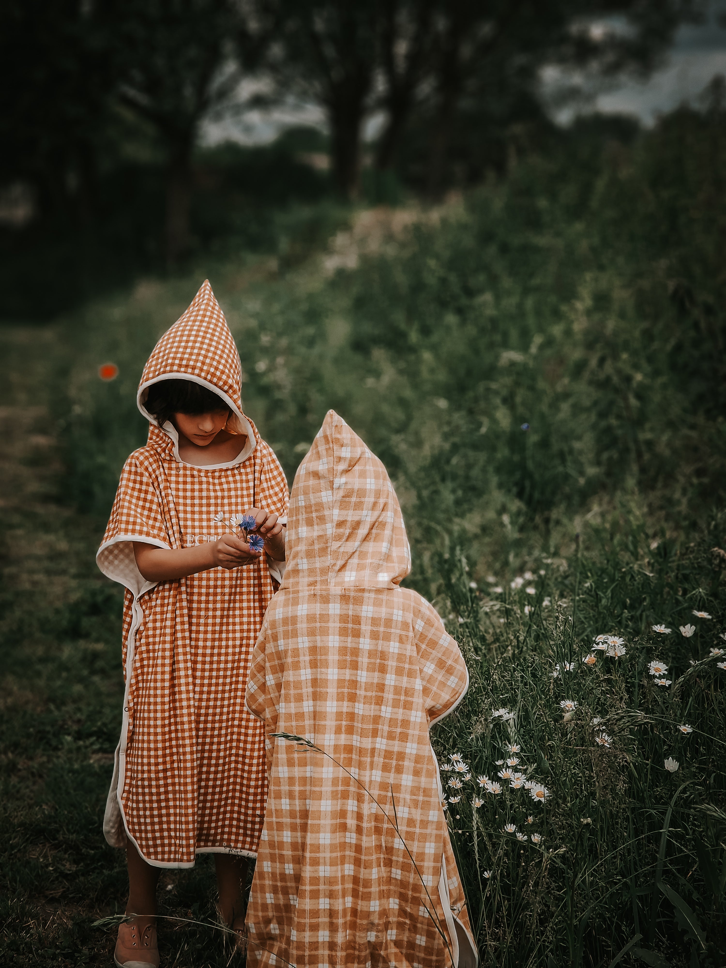 Bathing  Towel Poncho | Organic Cotton - Sienna Gingham