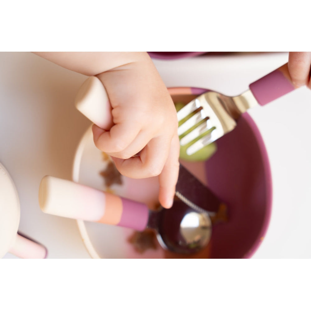 GRECH & CO. 3 Piece Cutlery Set | Color Splash Collection Tableware Mauve Rose Ombre