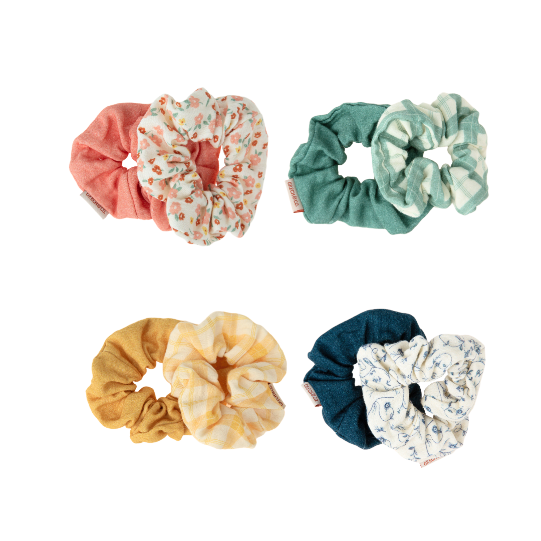 Hair Scrunchies  Set of 2 | Organic Cotton | Scandi Floral