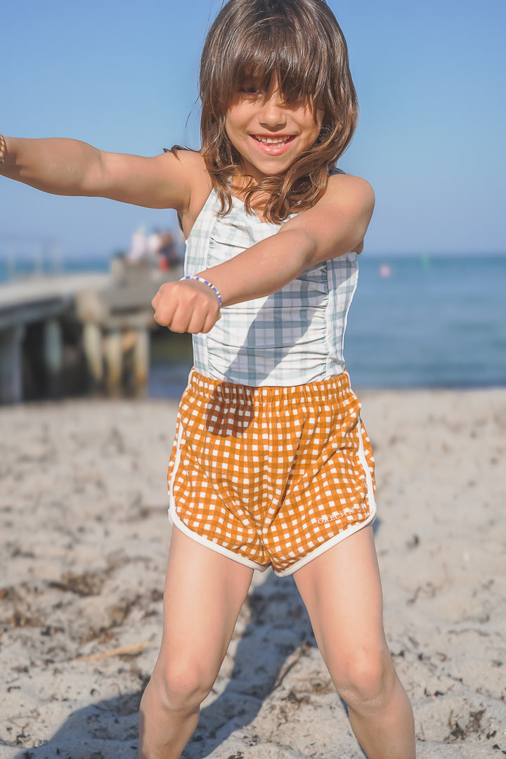 Retro Shorts | Organic Cotton Terry - Sienna Gingham |