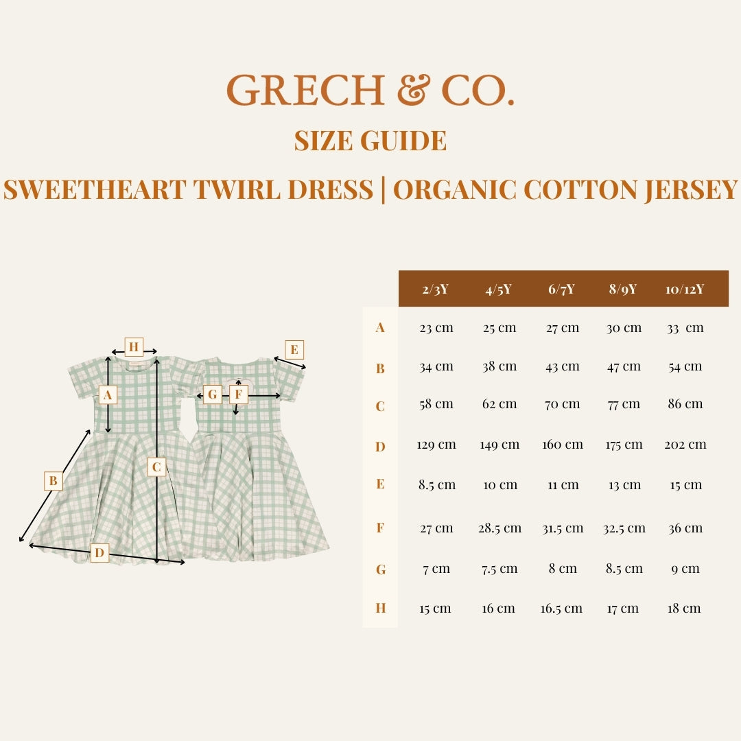 Sweetheart Twirl Dress | Organic Cotton Jersey - Fern Plaid