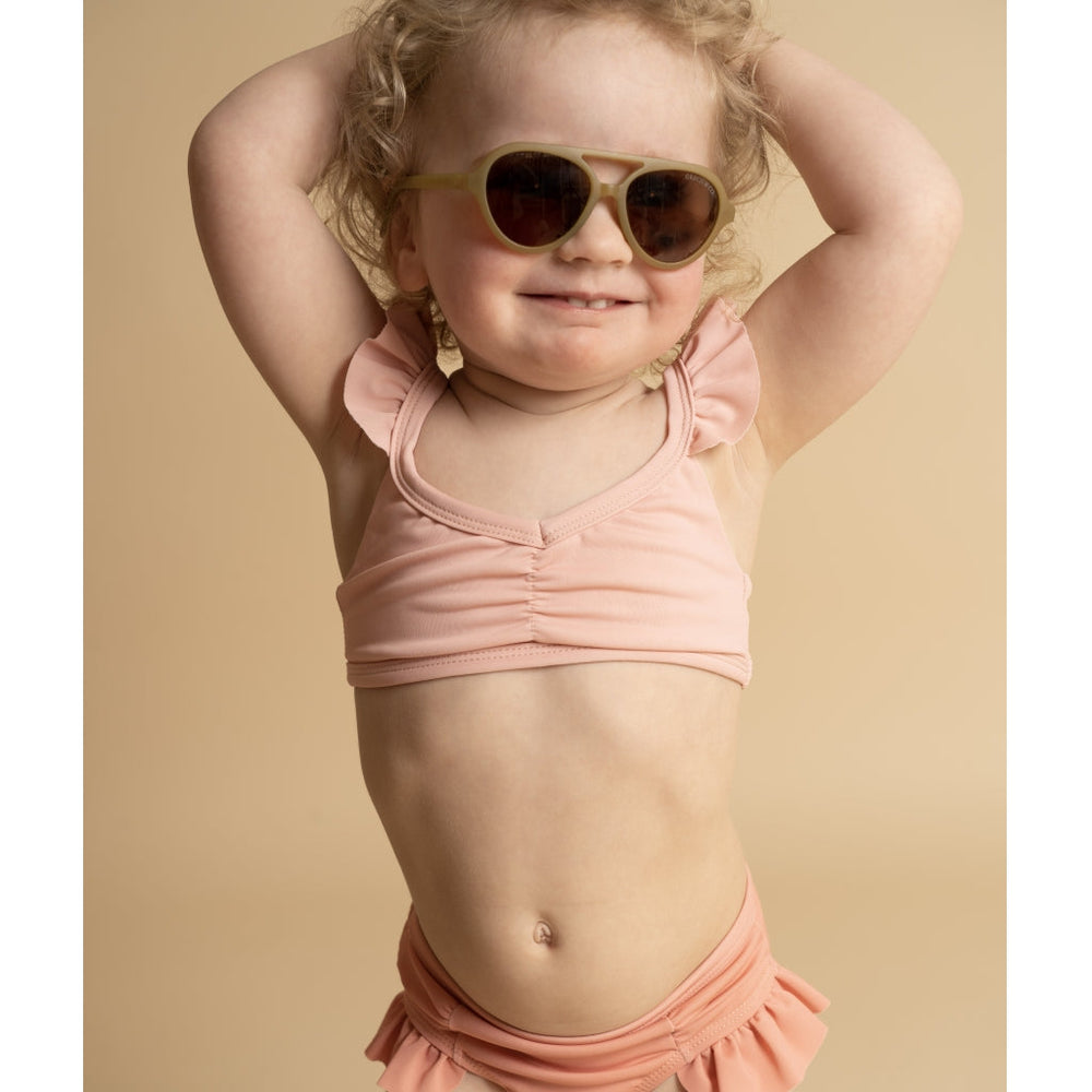 GRECH & CO. High Waist Bikini | UPF 50+ Swimsuit Recycled Clothing Blush Bloom, Coral Rouge