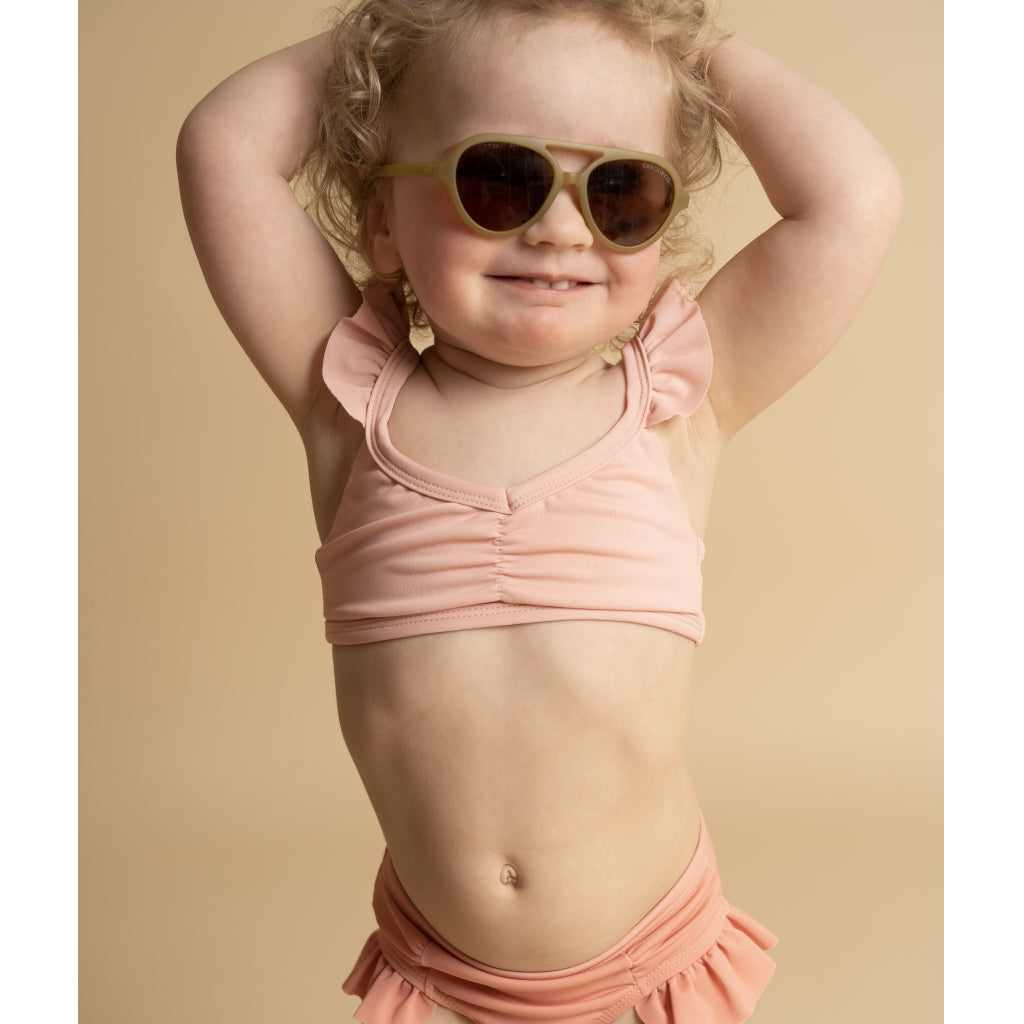 GRECH & CO. High Waist Bikini | UPF 50+ Swimsuit Recycled Clothing Blush Bloom, Coral Rouge
