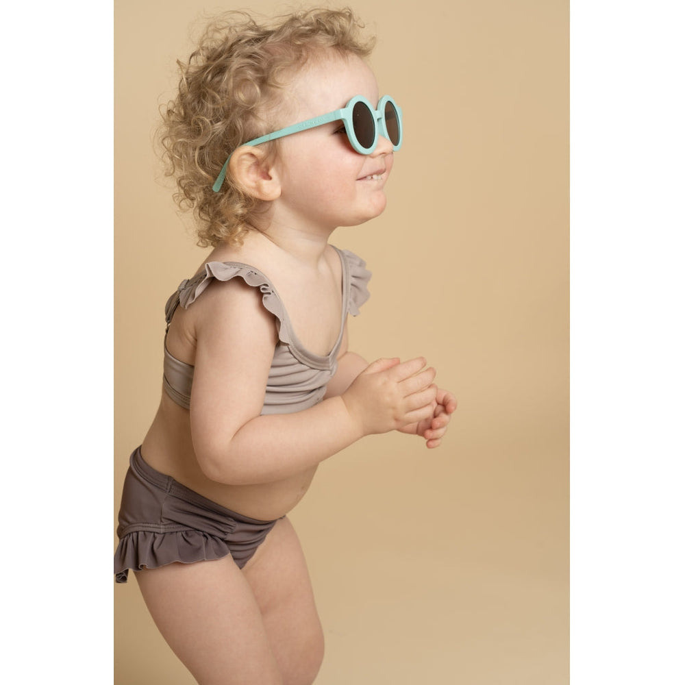 GRECH & CO. High Waist Bikini | UPF 50+ Swimsuit Recycled Clothing Creamy White，Fog