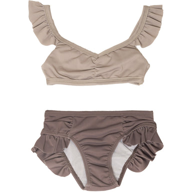 GRECH & CO. High Waist Bikini | UPF 50+ Swimsuit Recycled Clothing Creamy White，Fog
