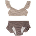 GRECH & CO. High Waist Bikini | UPF 50+ Swimsuit Recycled Clothing Creamy White，Fog