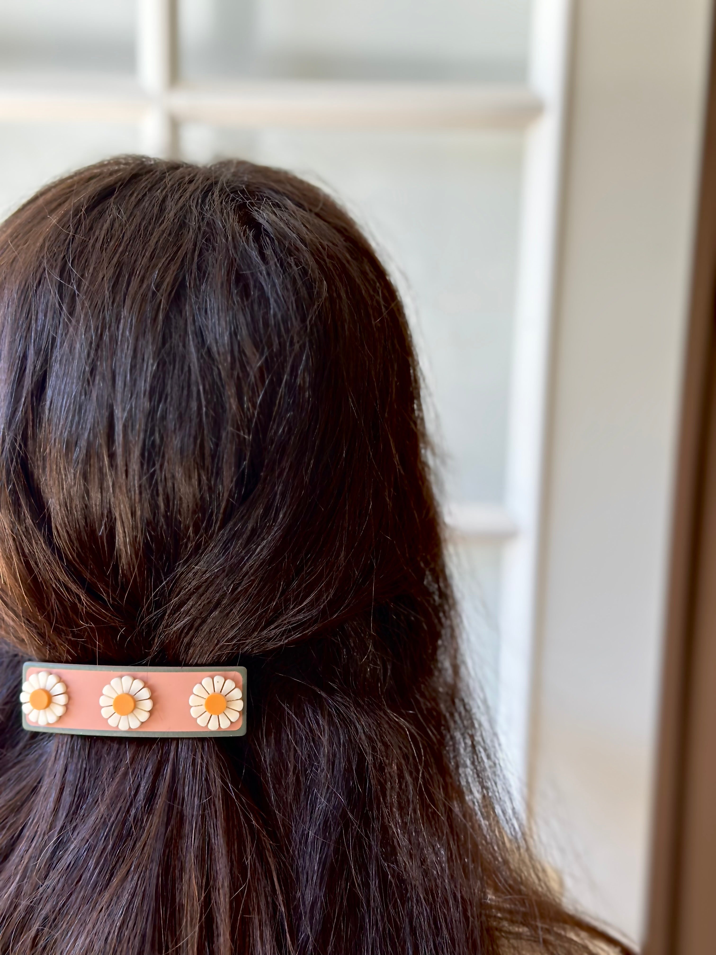 Wide Bar Clip -Flower- Sunset