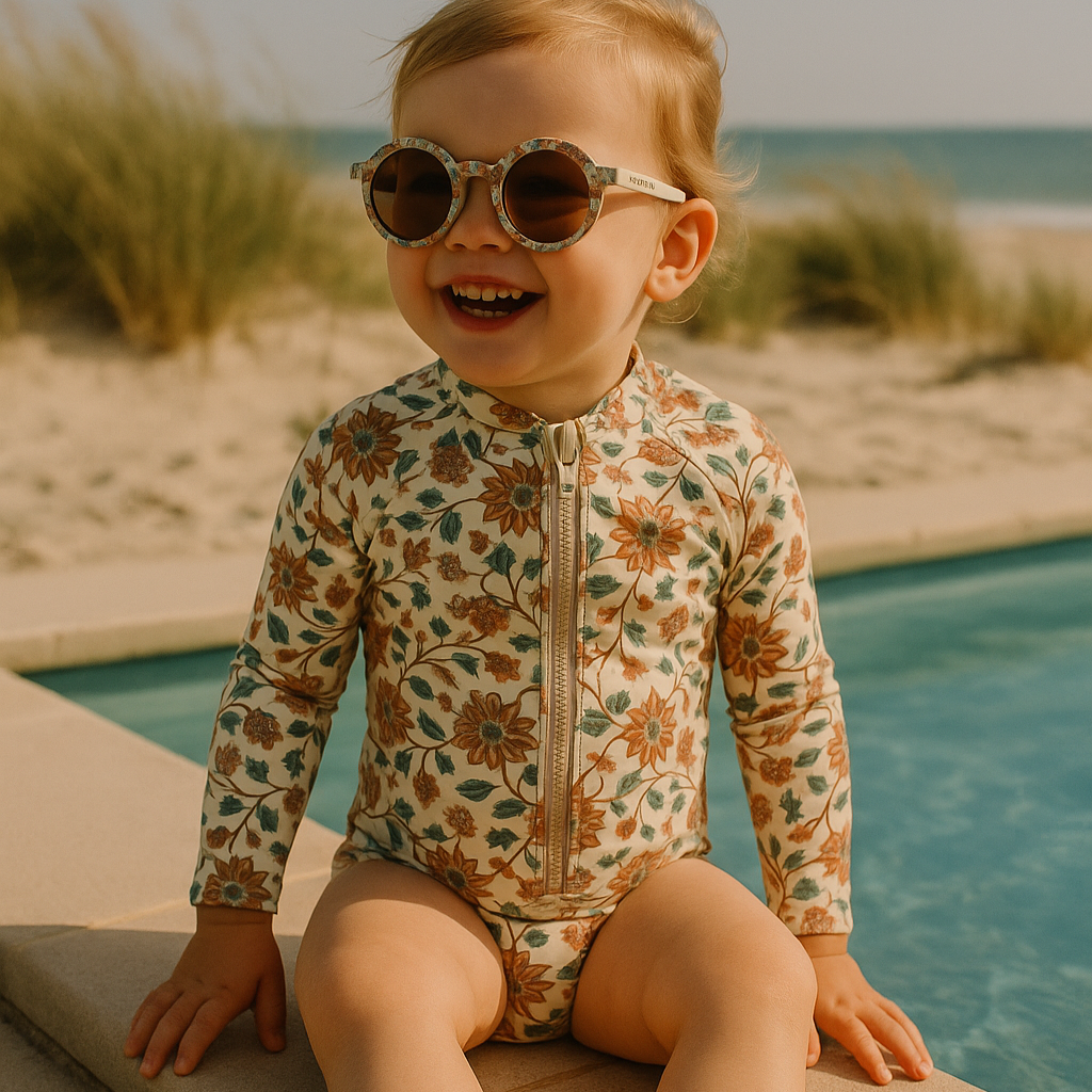Long Sleeve Rashguard Ruffle Swimsuit | UPF + Recycled - In Bloom