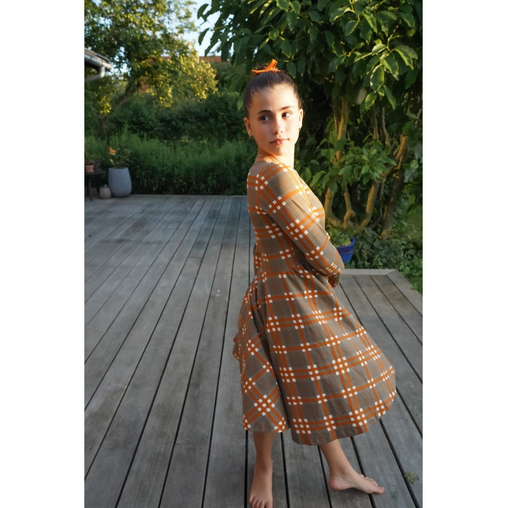 GRECH & CO. Long Sleeve Twirl Dress Clothing Storm Plaid