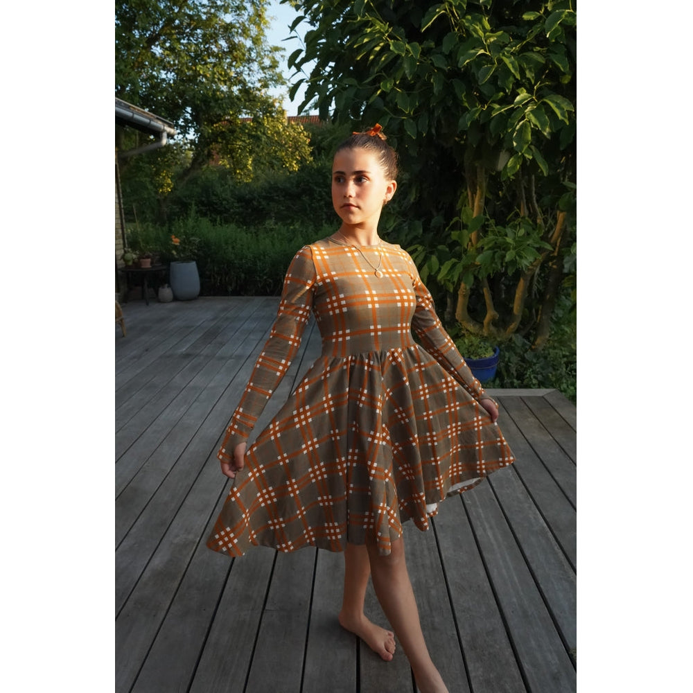 GRECH & CO. Long Sleeve Twirl Dress Clothing Storm Plaid