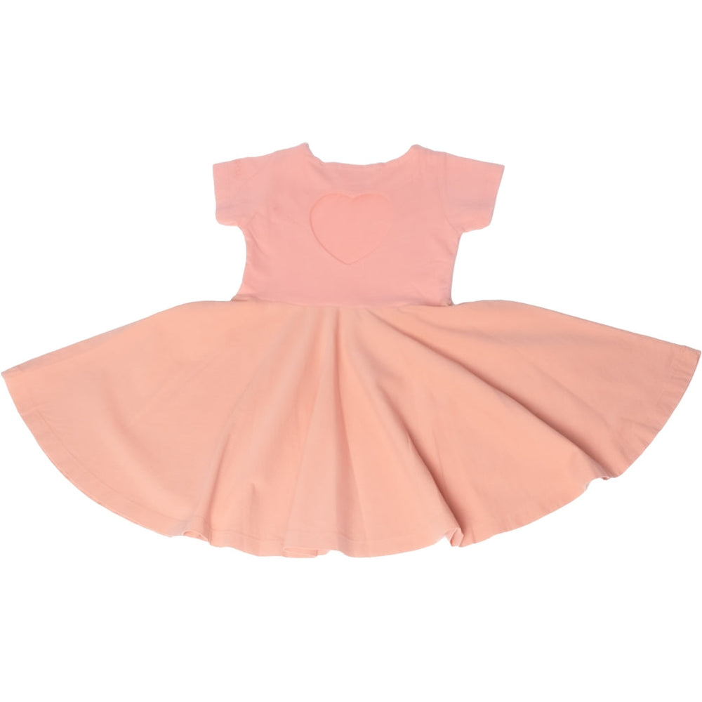 GRECH & CO. Open Heart Twirl Dress | GOTS Clothing Blush Bloom, Coral Rouge