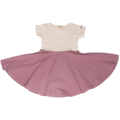 GRECH & CO. Open Heart Twirl Dress | GOTS Clothing Creamy White, Mauve Rose