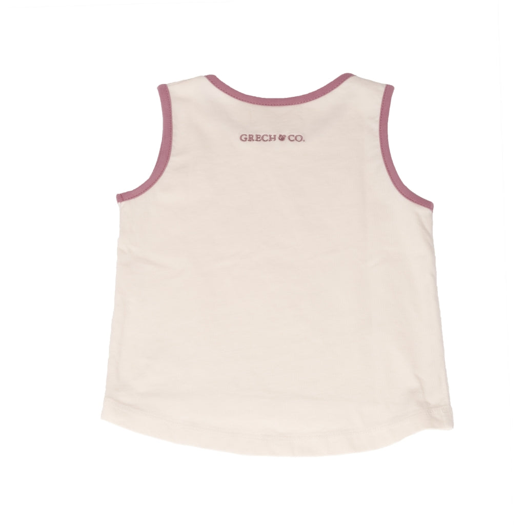 GRECH & CO. Oversized Tank Top | GOTS Clothing Creamy White, Mauve Rose