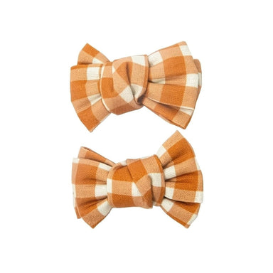GRECH & CO. Pigtail Bow Hair Clips set of 2 Hair accessories Sienna Gingham