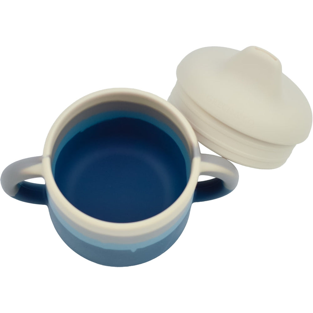 GRECH & CO. Silicone Sippy Cup | Color Splash Collection Tableware Desert Teal Ombre