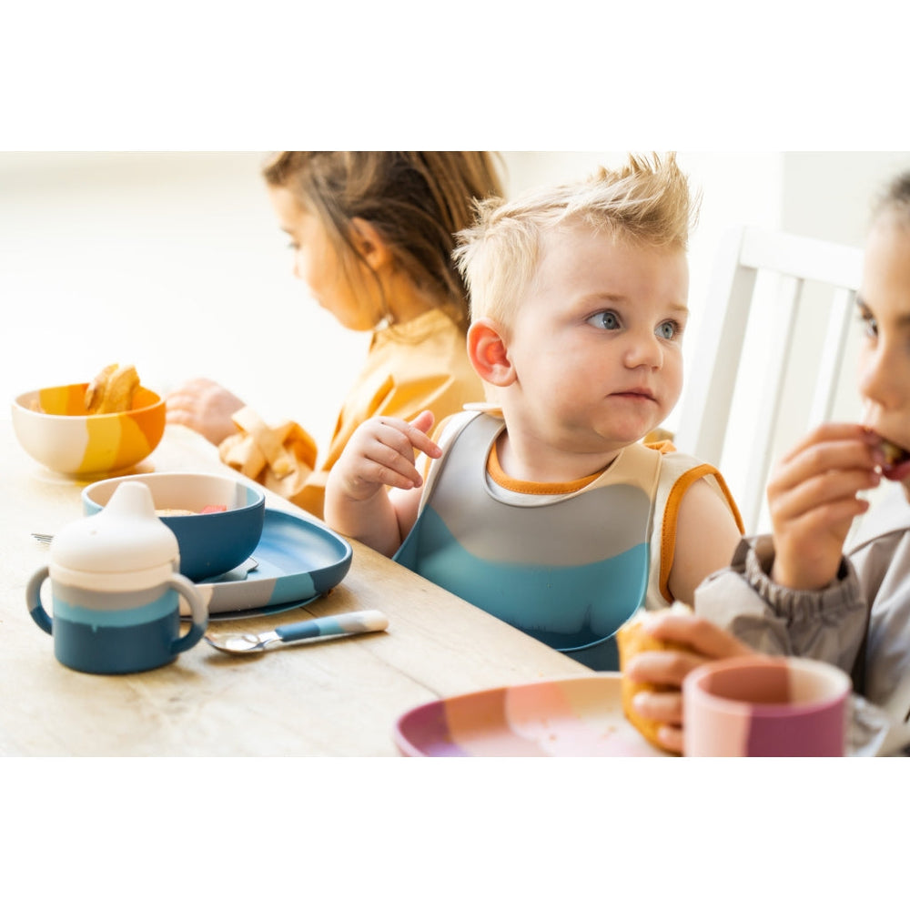 GRECH & CO. Silicone Sippy Cup | Color Splash Collection Tableware Desert Teal Ombre