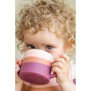 GRECH & CO. Silicone Sippy Cup | Color Splash Collection Tableware Mauve Rose Ombre