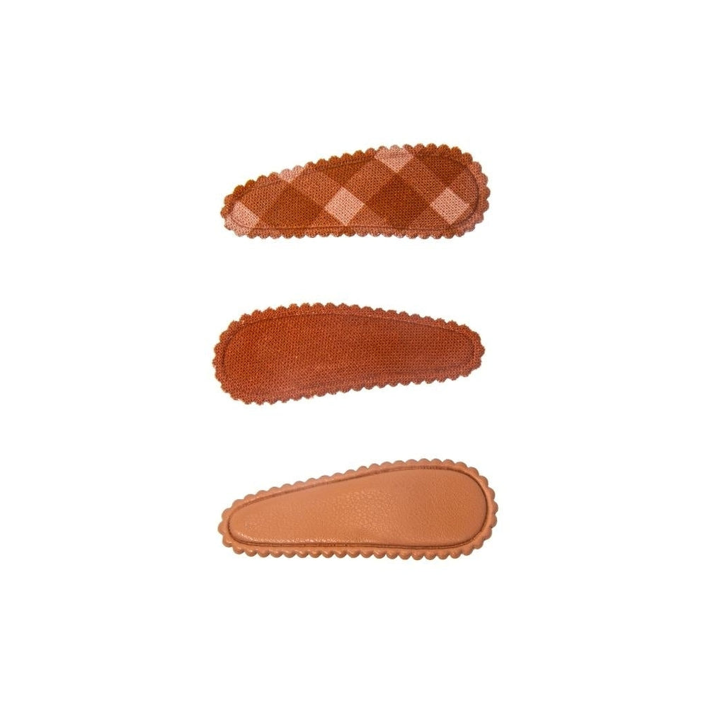 GRECH & CO. Snap Clips Combi set of 3 Hair accessories Sunset Gingham