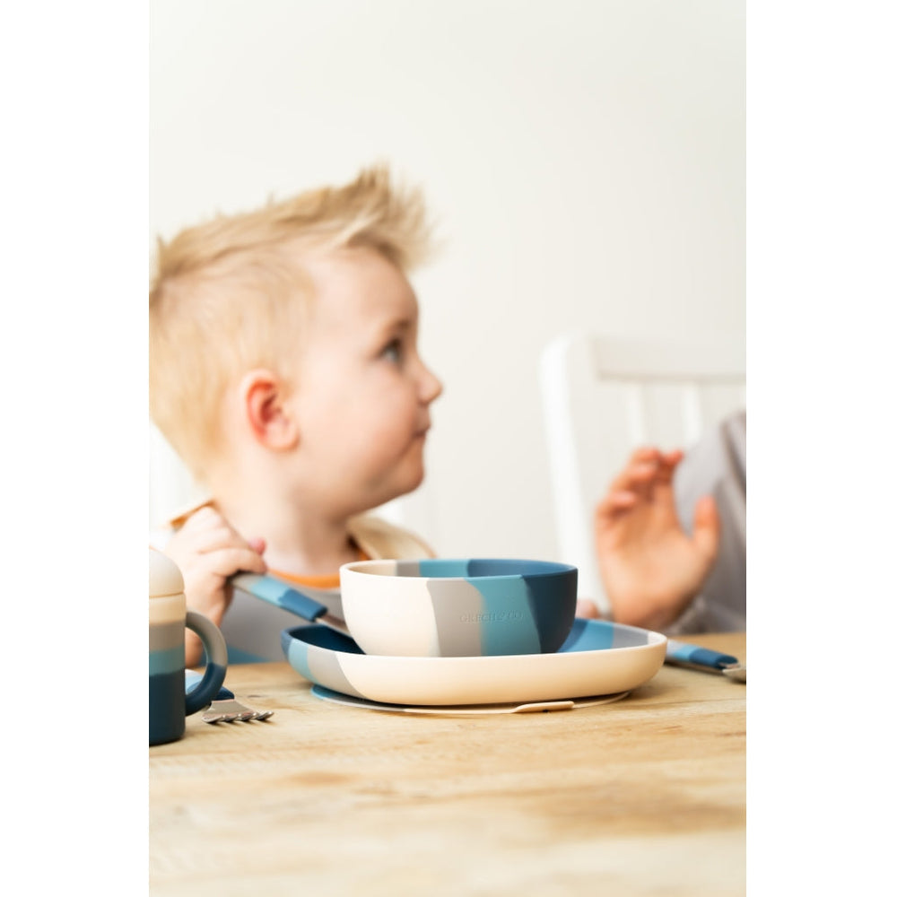 GRECH & CO. Suction Silicone Bowl | Color Splash Collection Tableware Desert Teal Ombre