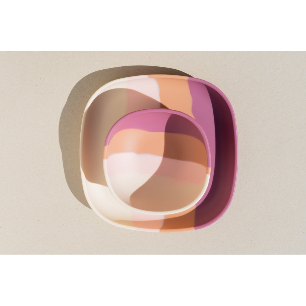 GRECH & CO. Suction Silicone Bowl | Color Splash Collection Tableware Mauve Rose Ombre