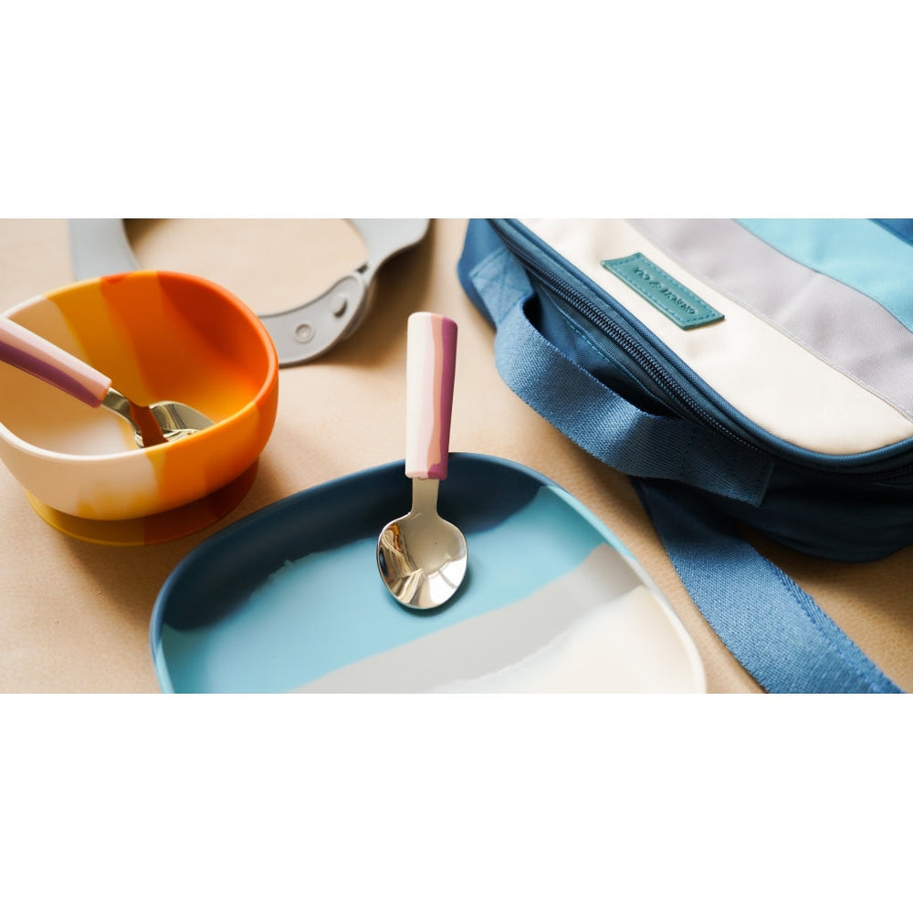 GRECH & CO. Suction Silicone Plate | Color Splash Collection Tableware Desert Teal Ombre