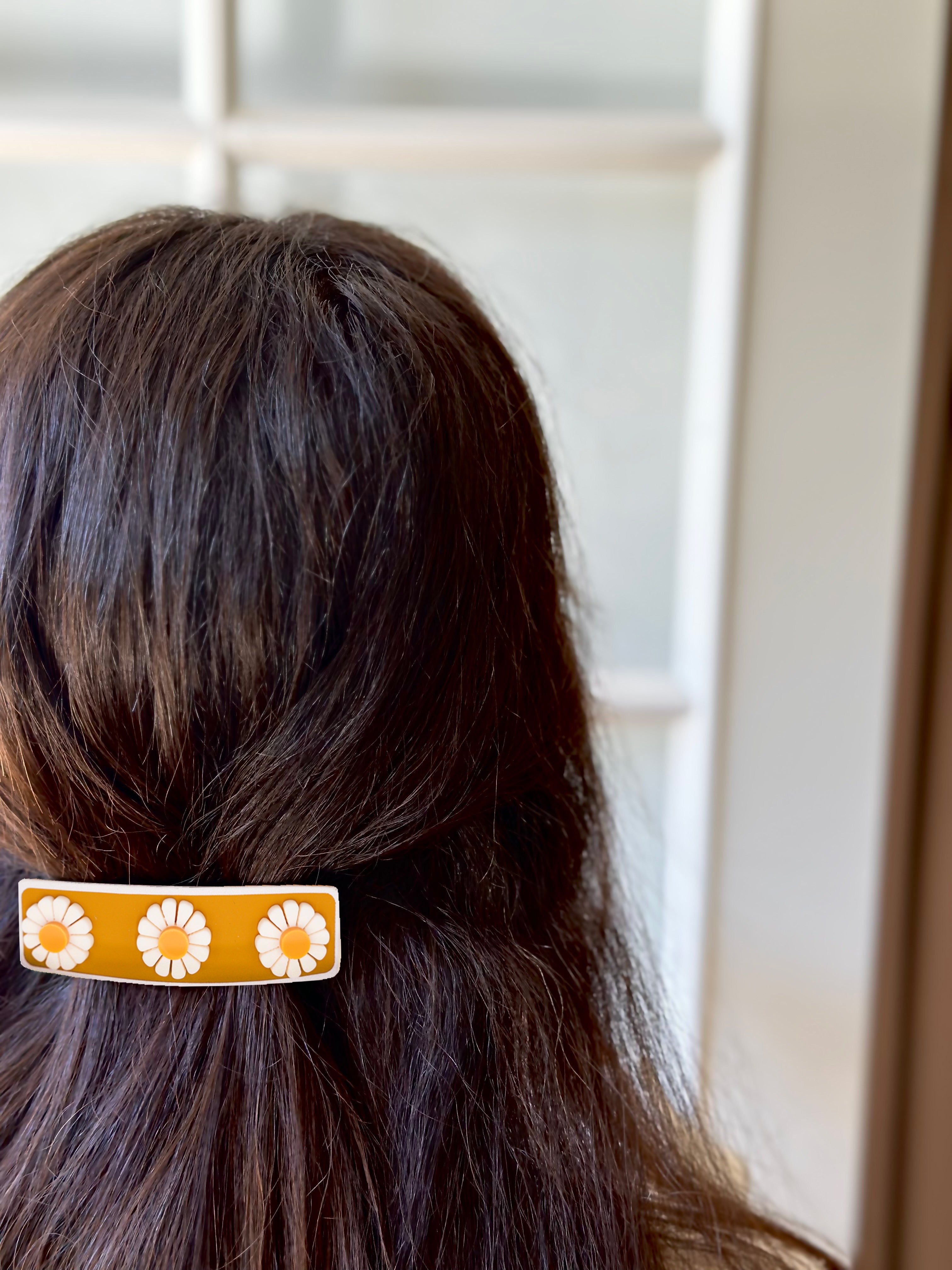 Wide Bar Clip - Flower- Wheat