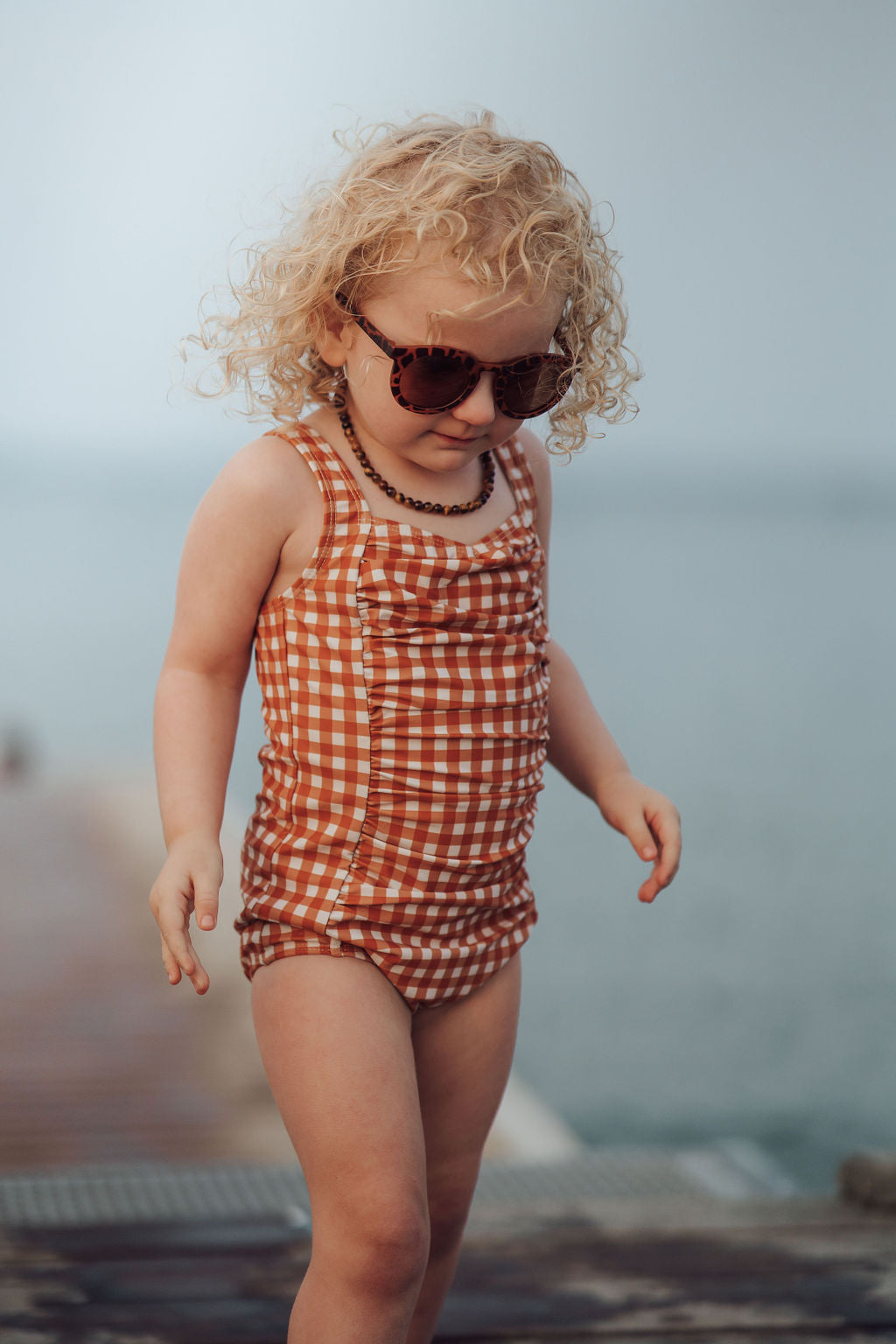 Vintage Girls 1 Piece Swimsuit | UPF + Recycled - Sienna Gingham