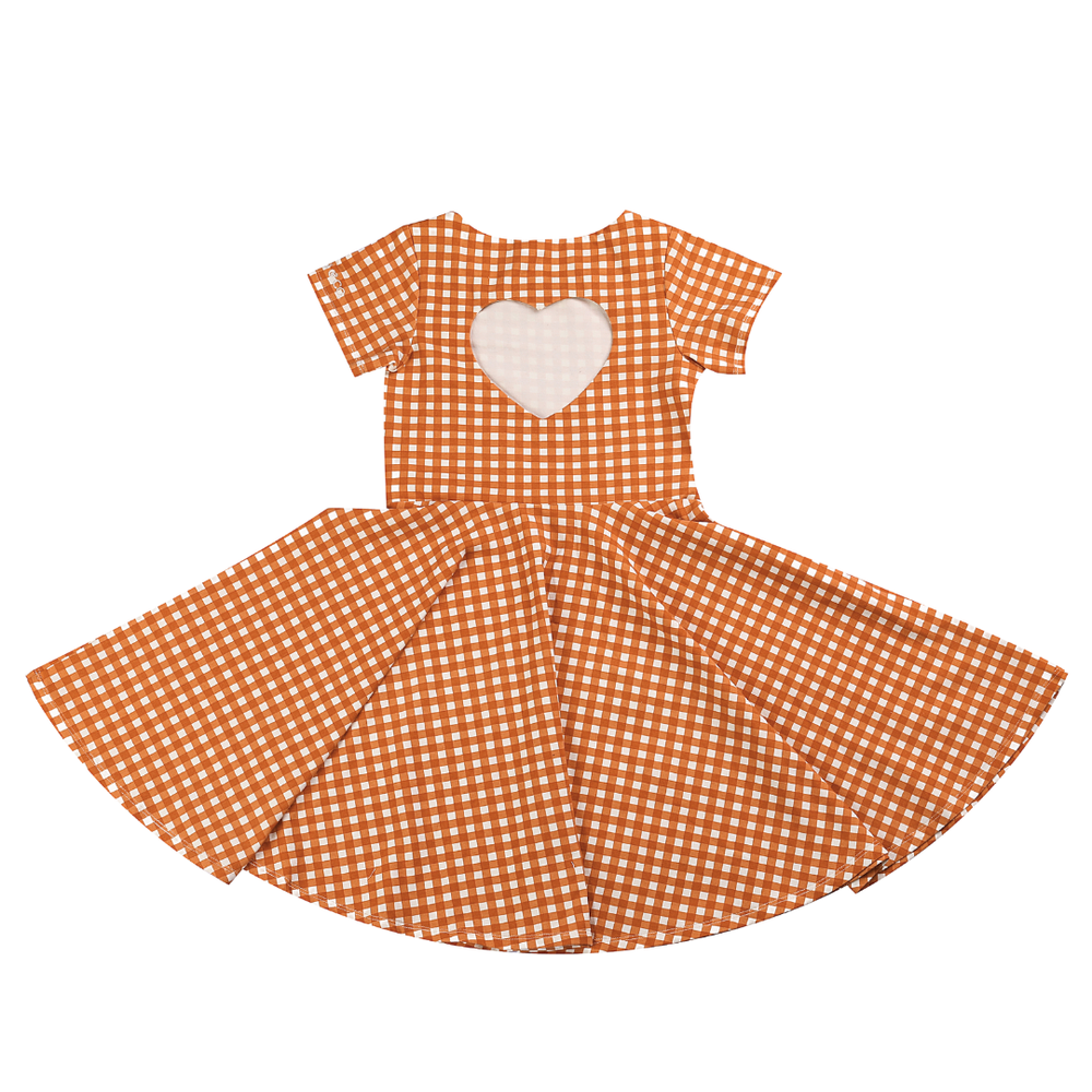 Sweetheart Twirl Dress | Organic Cotton Jersey - Sienna Gingham | GCO2260